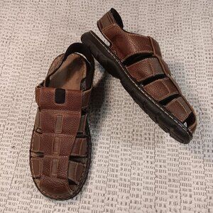 Dexter men's leather and canvas fisherman closed toe sandals sz 12